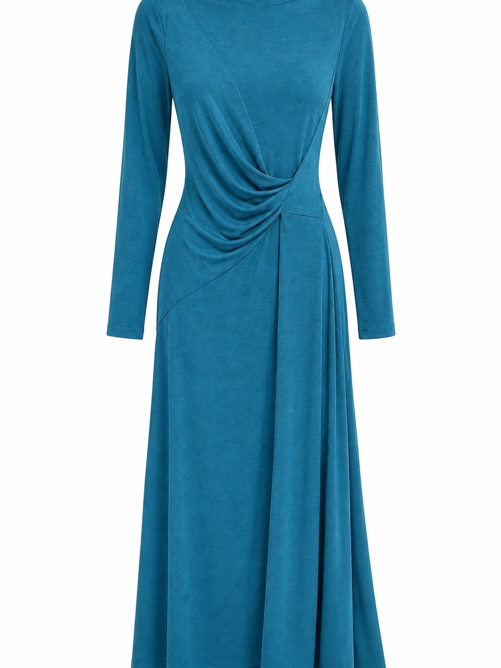 Alexia Admor Teal Long Sleeve Draped Jersey Dress